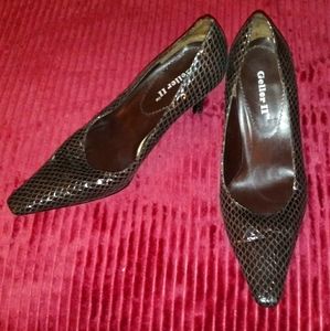 Geller II Leather Snake Brown Patton Reptile Pumps Shoes High Heels 9